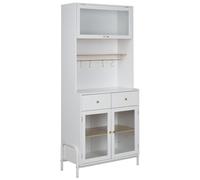 Mobiletto decorativo con cassetti e vetrina in vetro bianco Parlin