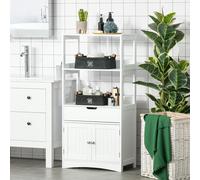 Mobiletto del bagno Kleankin con 3 ripiani cassetto e 2 ante armadio moderno da pavimento 60x33x122,5 cm bianco