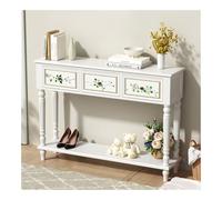 Mobiletto d'ingresso in legno massello, tavolo lungo decorativo for corridoio del soggiorno(White)