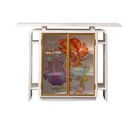 Mobiletto d'ingresso vintage con 2 ante, credenza portaoggetti for cucina e soggiorno(White)