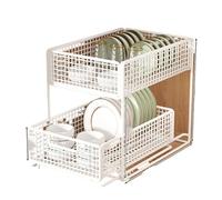 Mobiletto estraibile for cucina con cestello interno multistrato, lavello super profondo, materiale metallico(White large size)