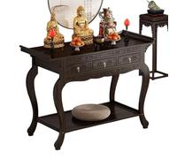 Mobiletto for la preghiera del Buddha in legno massello, tavolo for altare zen con cassetto portaoggetti, intagli di nuvole, mobile for esposizione di santuari domestici(120cm/47.2in)