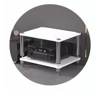 Mobiletto HiFi a 2 Livelli di Alta qualità con Piedini ammortizzanti, Colore Bianco, per Giradischi e Altri dispositivi Audio/Video. Soluzione di archiviazione Elegante e Robusta.