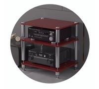 Mobiletto HiFi a 3 Ripiani con Piedini ammortizzanti per componenti Audio/Video, Giradischi e Altri dispositivi (Rosso, 60 * 48 * 60 cm)