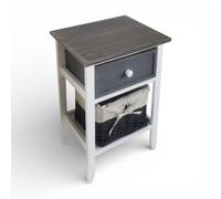 Mobiletto in legno con due cassetti fisso bianco e grigio 32x28xH50 cm