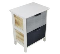 Mobiletto in legno due cassetti compatto fisso 34x25xH43 cm per casa