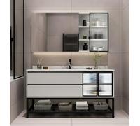Mobiletto Moderno per Bagno, mobiletto da 52 Pollici con lavabo, Set da Bagno Indipendente Montato a Parete, Include Specchio LED antiappannamento Intelligente e lavabo monoblocco, ripiano di Support