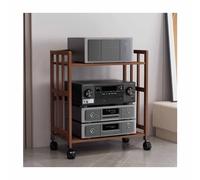 Mobiletto multimediale AV in bambù, per soggiorno, giochi e registrazione, elegante mensola a torre per audio (marrone, 80 x 38 x 158 cm)