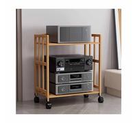 Mobiletto multimediale AV in bambù, per soggiorno, giochi e registrazione, elegante mensola a torre per audio (marrone, 80 x 38 x 158 cm)
