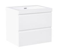 Mobiletto pensile con lavabo in legno MDF 2 cassetti 60 x 46 cm bianco Cardiel