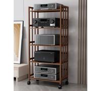 Mobiletto per archiviazione multimediale a 4 livelli, supporto AV angolare per TV, componenti video, apparecchiature audio, giradischi, ideale per soggiorno, sala giochi, studio musicale