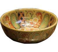 Mobiletto per Bagno, lavabo da appoggio sopra Il Piano, lavabo da appoggio Vintage colorato, lavabo in Ceramica con Arte da Giardino