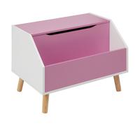 Mobiletto per bambini in MDF con gambe in legno di gomma con ripiano rosa Casper