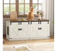 Mobiletto per gatti, mobiletto per lettiera per 2 gatti, mobiletto per lettiera nascosta per gatti, cuccia per gatti da interno, stile fattoria, 119 x 48 x 53,5 cm, marrone e bianco Informazioni su qu