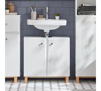 Mobiletto per lavabo da bagno SoBuy BZR92-W, mobili da bagno, bianco, dimensioni (L×A×P) circa 60×60×30 cm