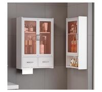 Mobiletto per medicinali in Metallo, mobiletto per Il Bagno a Parete, con Porta in Vetro, Contenitore per Cosmetici e profumi, per Bagno, Cucina, Sala da Pranzo (A-58x18x65cm)