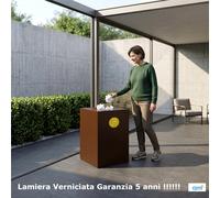 Mobiletto per raccolta differenziata in acciaio 1 scomparti da 100L Dimensioni 45x50xh 80 cm 1 scomparti da 100 litri totali, 4 Etichette colore Corten corten