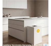 Mobiletto per raccolta differenziata in acciaio 1 scomparti da 100L Dimensioni 45x50xh 80 cm 1 scomparti da 100 litri totali, 4 Etichette colore Bianco bianco