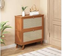 Mobiletto per scarpe in rattan, portascarpe Tumbler, portascarpe stretto e sottile, portascarpe da ingresso, organizer per scarpe in legno indipendente, ribaltabile, per corridoio, camera da letto, in