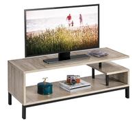 Mobiletto per TV Mobile Porta Televisore a 2 Ripiani Tavolino Basso da Salotto Divano Struttura in Legno e Metallo Industriale Tavolo Vintage 40 X 40 X 106 cm (Grigio)