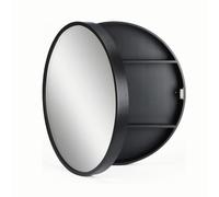 Mobiletto Porta medicinali con Specchio Illuminato per mobiletto del Bagno - Mobiletto portaoggetti in Legno massello con Parte Superiore Ribaltabile e lastra a Specchio HD (Nero, 60 cm/23,6