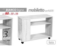 MOBILETTO PORTA TV RUOTE TELEVISORE LIBRERIA ROVERE BIANCO MODERNO 8030h56 cm