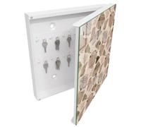 Mobiletto Portachiavi 30x30 cm | Bianco | A Destra | Montaggio a Parete | Composizioni organiche | Tasselli e Viti Inclusi | per Uffici | Frontale Decorativo in Vetro Temperato | in Metallo