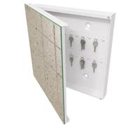 Mobiletto Portachiavi 30x30 cm | Bianco | A Sinistra | Montaggio a Parete | Struttura a ciottoli | Tasselli e Viti Inclusi | in Metallo | per Uffici | Frontale Decorativo in Vetro Temperato