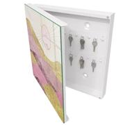 Mobiletto Portachiavi 30x30 cm | Bianco | A Sinistra | Montaggio a Parete | Tempi d'oro | Tasselli e Viti Inclusi | per Uffici | Frontale Decorativo in Vetro Temperato | in Metallo