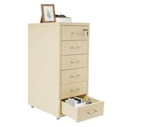Mobiletto portadocumenti con 6 cassetti, mobiletto portadocumenti in metallo con serratura e cartellino identificativo for ufficio e casa, montaggio richiesto, con ruote e telaio for etichette, beige