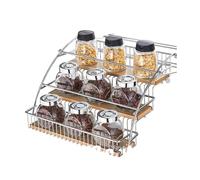 Mobiletto Portaoggetti A Parete Estraibile, Mobiletto Con Cassetti Estraibili A 3 Livelli, Porta Spezie A Parete, Capacità 15 Kg, For Piano Cucina(Silver,28.5x26x22cm)