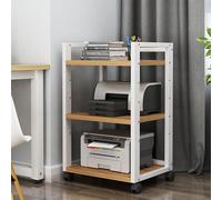 Mobiletto portaoggetti AV in Legno a Tre Ripiani con Ruote, Supporto per Amplificatore, Rack per Console di Gioco, Rack per Dvd ad Alta fedeltà, Supporto per Giradischi, Adatto per Soggiorno