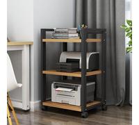 Mobiletto portaoggetti AV in Legno a Tre Ripiani con Ruote, Supporto per Amplificatore, Rack per Console di Gioco, Rack per Dvd ad Alta fedeltà, Supporto per Giradischi, Adatto per Soggiorno