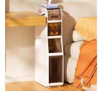 Mobiletto portaoggetti da bagno con cestino, piccolo mobiletto portaoggetti con portarotolo, mobiletto portaoggetti mobile per soggiorno e bagno(4 layers)