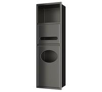 Mobiletto portaoggetti in metallo impermeabile for bagno - Mobiletto laterale salvaspazio for WC con portafazzoletti nascosto e cestino for rifiuti | Design da incasso a parete(200x630x135mm)