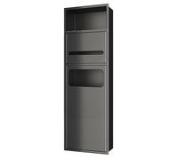 Mobiletto portaoggetti in metallo impermeabile for bagno - Mobiletto laterale salvaspazio for WC con portafazzoletti nascosto e cestino for rifiuti | Design da incasso a parete(280x700x135mm)