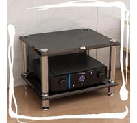 Mobiletto portaoggetti per Supporti multimediali, Supporto per Rack Audio-Video HiFi, mobiletto Stereo a 1, 2, 3 o 4 Livelli, Moderno Supporto AV a Torre, Gambe in Acciaio Inossidabile (Nero