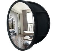 Mobiletto Portaoggetti Rotondo da Parete per Bagno con Specchio, Colore Legno Nero, Colore Noce, Specchio per Il Trucco Rotondo, A, 60cm