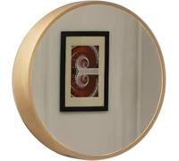 Mobiletto Portaoggetti Rotondo da Parete per Bagno con Specchio, Colore Legno Nero, Colore Noce, Specchio per Il Trucco Rotondo, B, 70cm