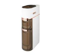Mobiletto portaoggetti sottile da bagno, mobiletto organizer stretto da terra con porta fazzoletti, armadietti da bagno per piccoli spazi(2Tier)