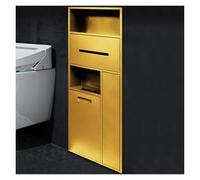 Mobiletto portarifiuti Nascosto in Acciaio Inox 304 con portarotolo e scopino integrati - Ripiano salvaspazio per Bagno, Camera da Letto, Ufficio, Cucina (Oro, 30x78x14 cm)
