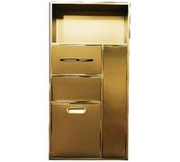 Mobiletto portarifiuti Nascosto in Acciaio Inox 304 con portarotolo Integrato, ripiano portaoggetti per Bagno, Ufficio e Cucina, Finitura Oro (40x86x14 cm)