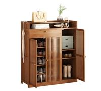 Mobiletto portascarpe con cassetti pieghevoli, mobiletto portascarpe in bambù per ingresso con ante, mobiletto portascarpe organizer per 15-30 paia, salvaspazio, per soggiorno corridoio (B 99 cm)