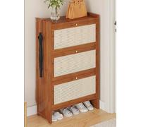 Mobiletto portascarpe in rattan di plastica, mobiletto per ingresso Tumbler, portascarpe monoblocco per corridoio interno ed esterno, organizer portascarpe ribaltabile, doppio strato di stoccaggio (B