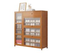Mobiletto portascarpe moderno per 15-28 paia, sottile organizer per scarpe da ingresso con ante in acrilico, organizer per scarpe in bambù indipendente con cassetto, salvaspazio, per soggiorno e corri