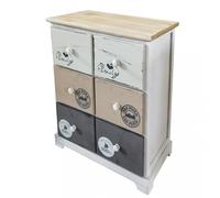 Mobiletto rettangolare in legno con 6 cassetti da interno 48x29xH56 cm