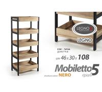 MOBILETTO SCAFFALE LIBRERIA 5 RIPIANI MODERNO CUCINA BAGNO MENSOLE 1084630 CM