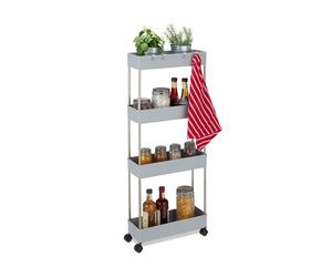 Mobiletto scaffale salvaspazio 4 ripiani scomparti carrellino rotelle cucina