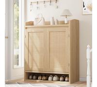 Mobiletto scarpiera boho in legno per ingresso Ante chiuse e ripiani regolabili
