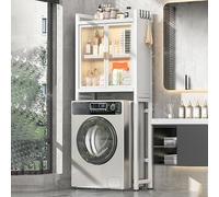 Mobiletto sopra Lavatrice Multifunzionale Regolabile Scaffale Bagno Salvaspazio con Ganci Sopra WC Nizer per Bagno e Balcone, Mobiletto sopra Lavatrice